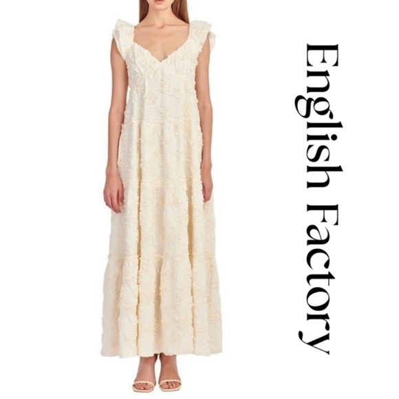 English Factory- Ribbon Embroidered Tiered Maxi Dress - Picture 3 of 6